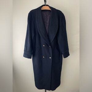 Vintage Braemar Vintage Wool Long Coat Overcoat Maxi Longline Embroidered Petite